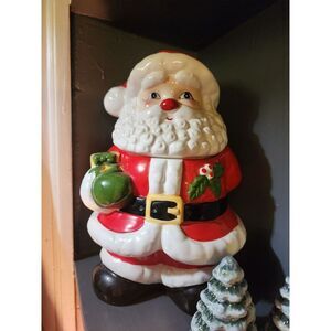 Vintage Santa Claus Christmas Hand Painted Ceramic Cookie Jar 12 Inches‎ Tall